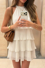 Load image into Gallery viewer, Modern A Line Halter Neck White Short Homecoming Dress with Ruffles