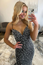 Load image into Gallery viewer, Glamorous Spaghetti Straps Light Blue Mermaid Prom Dress with Pearl Beaded