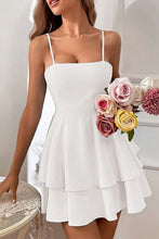 Load image into Gallery viewer, Simple Spaghetti Straps Keyhole Back 2 Layers Graduation Dress
