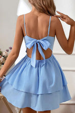 Load image into Gallery viewer, Simple Spaghetti Straps Keyhole Back 2 Layers Graduation Dress
