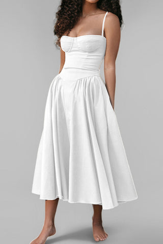 Simple A-Line Spaghetti Straps Tea Length Graduation Party Dress