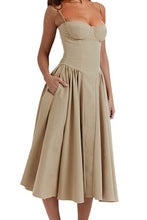 Load image into Gallery viewer, Simple A-Line Spaghetti Straps Tea Length Graduation Party Dress
