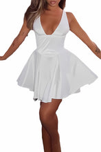 Load image into Gallery viewer, Cute A-Line V-Neck Short Mini Little Satin White Graduation Dress

