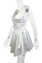 Load image into Gallery viewer, Cute A-Line V-Neck Short Mini Little Satin White Graduation Dress

