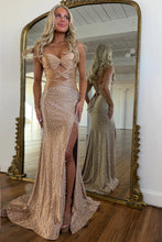Load image into Gallery viewer, Gorgeous Mermaid Cutout Bodice Lace Up Prom Dress with Pearls and Beading