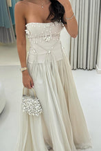 Load image into Gallery viewer, Gorgeous A Line Strapless/Sweetheart Silver/Light Pink Long Party Dress with Ruffles