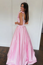 Load image into Gallery viewer, Pretty A Line Spaghetti Straps Pink Long Prom Dress with Beading