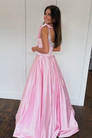 Pretty A Line Spaghetti Straps Pink Long Prom Dress with Beading