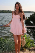Load image into Gallery viewer, Pretty A Line Spaghetti Straps Pink Short Homecoming Dress with Ruffles