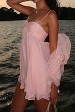 Load image into Gallery viewer, Pretty A Line Spaghetti Straps Pink Short Homecoming Dress with Ruffles