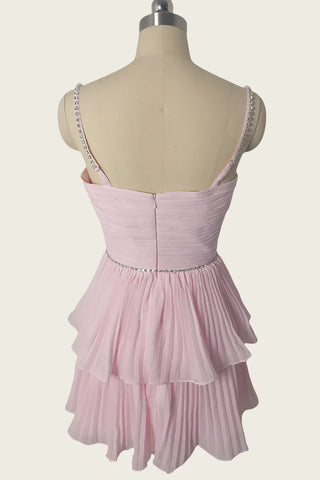 Pretty A Line Sweetheart Light Pink Short Homecoming Dress with Beading