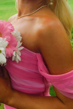 Load image into Gallery viewer, Pretty Mermaid Off the Shoulder Pink Long Prom Dress with Ruched