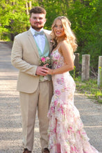 Load image into Gallery viewer, Pretty Mermaid Spaghetti Straps Pink Corset Prom Dress with Appliques