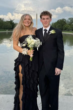 Load image into Gallery viewer, Pretty Sheath Strapless Pink Long Party Dress with Ruffles Split Front