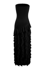 Load image into Gallery viewer, Pretty Sheath Strapless Pink Long Party Dress with Ruffles Split Front