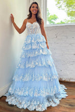 Load image into Gallery viewer, Princess A-Line Spaghetti Straps Long Glitter Prom Dress With Appliques
