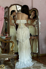 Load image into Gallery viewer, Princess A Line Sweetheart Ivory Corset Party Dress with Ruffles Criss Cross Back