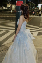 Load image into Gallery viewer, Luxurious A Line Sweetheart Light Blue Long Prom Dress with Beading