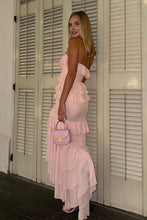 Load image into Gallery viewer, Princess Sheath Sweetheart Pink Long Prom Dress with Ruffles
