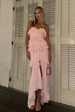 Load image into Gallery viewer, Princess Sheath Sweetheart Pink Long Prom Dress with Ruffles
