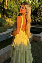 Load image into Gallery viewer, Princess A Line Halter Neck Pink Long Prom Dress with Ruffles