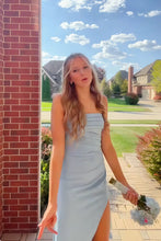 Load image into Gallery viewer, Stunning Sheath Strapless Pink Long Prom Dress with Split Front