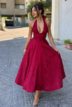 Load image into Gallery viewer, Simple A Line V Neck White Tea Length Party Dress with Corset