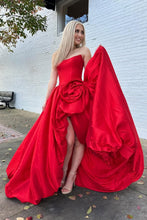 Load image into Gallery viewer, Trendy A Line Strapless Red Corset Prom Dress with 3D Flowers