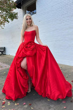 Load image into Gallery viewer, Trendy A Line Strapless Red Corset Prom Dress with 3D Flowers