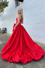 Load image into Gallery viewer, Trendy A Line Strapless Red Corset Prom Dress with 3D Flowers