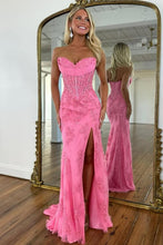 Load image into Gallery viewer, Charming Mermaid Sweetheart Yellow Corset Prom Dress with Appliques