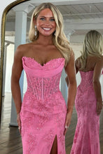 Load image into Gallery viewer, Charming Mermaid Sweetheart Yellow Corset Prom Dress with Appliques