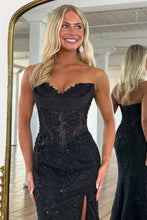 Load image into Gallery viewer, Charming Mermaid Sweetheart Yellow Corset Prom Dress with Appliques