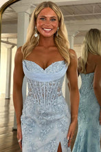 Load image into Gallery viewer, Charming Mermaid Sweetheart Yellow Corset Prom Dress with Appliques