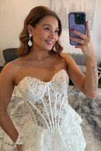 Load image into Gallery viewer, Gorgeous A Line Sweetheart Black Corset Prom Dress with Appliques Ruffles
