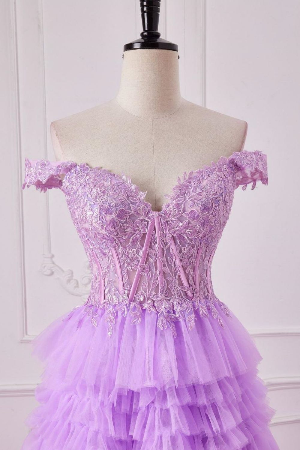 strapless open back dress Embroidered Sheer Bodice Short Prom Dress main image 1