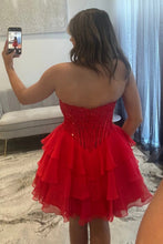 Load image into Gallery viewer, Pretty A Line Sweety Pink Corset Homecoming Dress with Appliques Beading