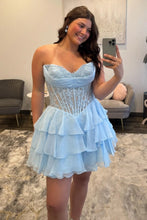 Load image into Gallery viewer, Pretty A Line Sweety Pink Corset Homecoming Dress with Appliques Beading