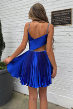 Load image into Gallery viewer, New Arrival A Line Spaghetti Straps Royal Blue Short Homecoming Dress with Beading