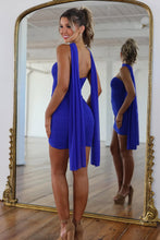 Load image into Gallery viewer, Classic Sheath Sweetheart Royal Blue Short Homecoming Dress with Scarf