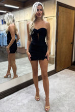 Load image into Gallery viewer, Royal Blue Sweetheart Bodycon Short Satin Homecoming Dress With Slit
