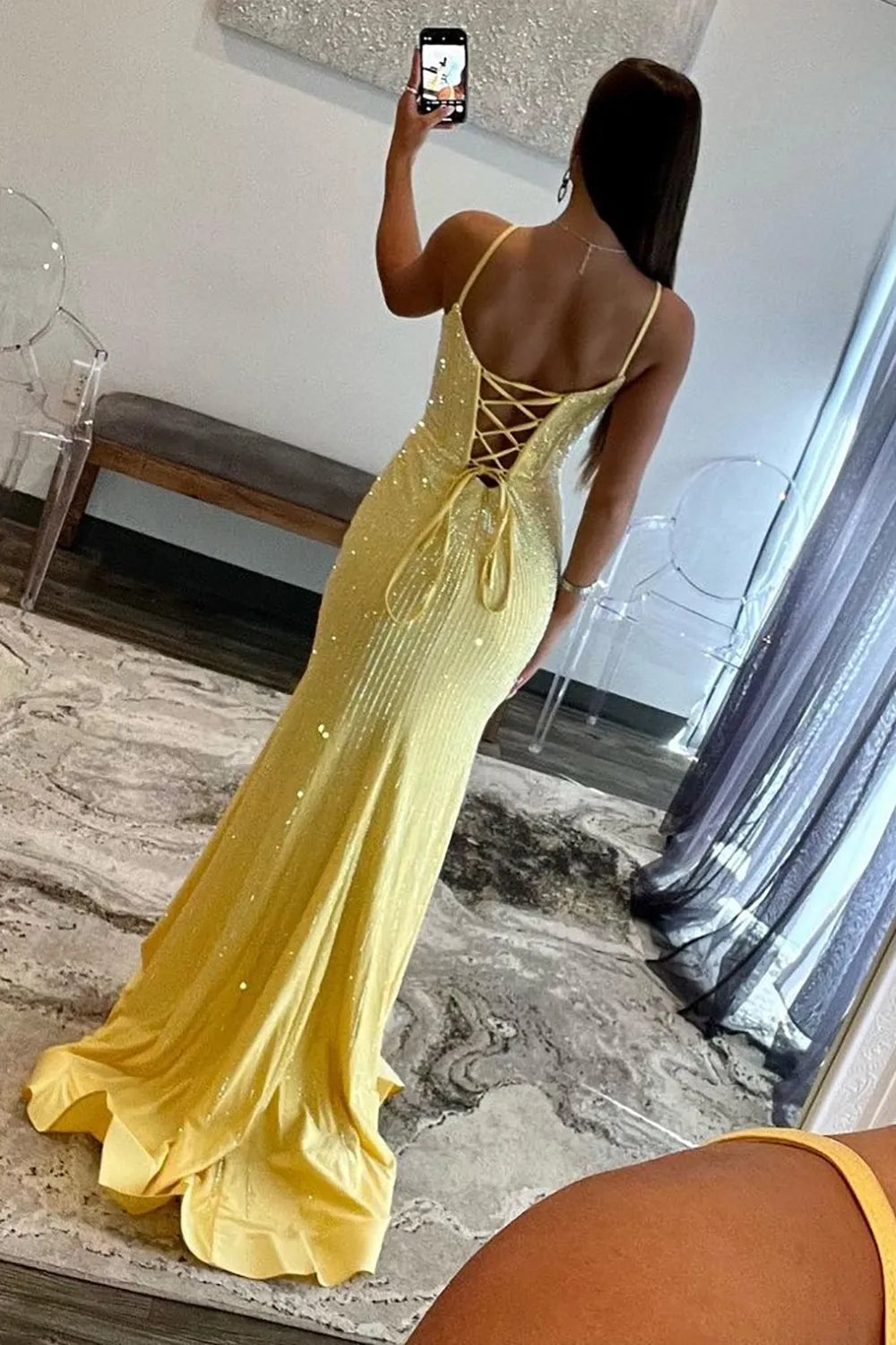 chinese dress ladies Black Tulle Mermaid Beaded Spaghetti Straps Long Evening Prom Dresses,  MR8019 main image 0