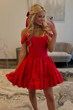 Load image into Gallery viewer, Sweety A Line Off the Shoulder Green Corset Homecoming Dress with Ruched
