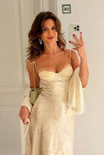 Load image into Gallery viewer, Simple A Line Spaghetti Straps Light Champagne Tea Length Party Dress
