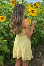 Load image into Gallery viewer, Simple A Line Strapless Yellow Plaid Short Mini Dress