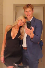 Load image into Gallery viewer, Simple A Line V Neck Black Short Homecoming Dress