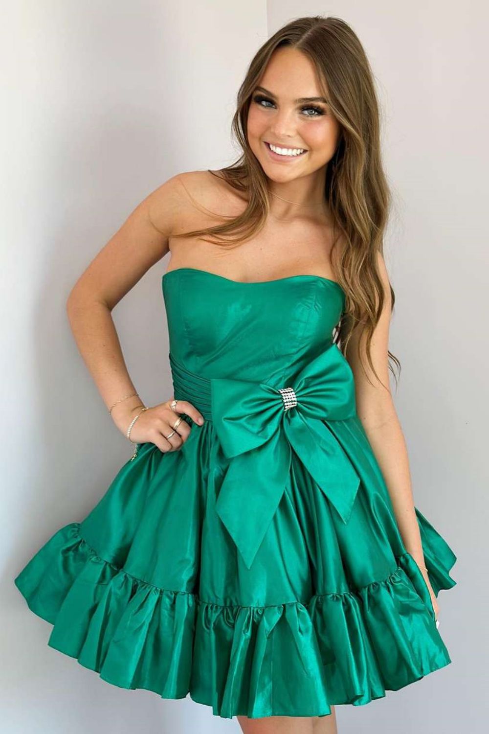 Vintage Green Straps Satin Print Floral A Line Homecoming Dress Sexy Backless Cocktail Dress S775 main image 0