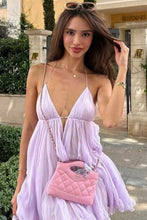 Load image into Gallery viewer, Soft Lilac Chiffon Deep V Mini Homecoming Dress Flowy Babydoll Party Dress