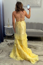 Load image into Gallery viewer, Stunning Mermaid Spaghetti Straps Red Long Prom Dress with Beading Ruffles