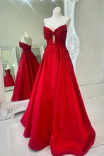 Load image into Gallery viewer, Sparkly A Line Sweetheart Red Corset Prom Dress with Beading